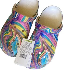 CROCS Unisex Rainbow Marble Print W11 M9